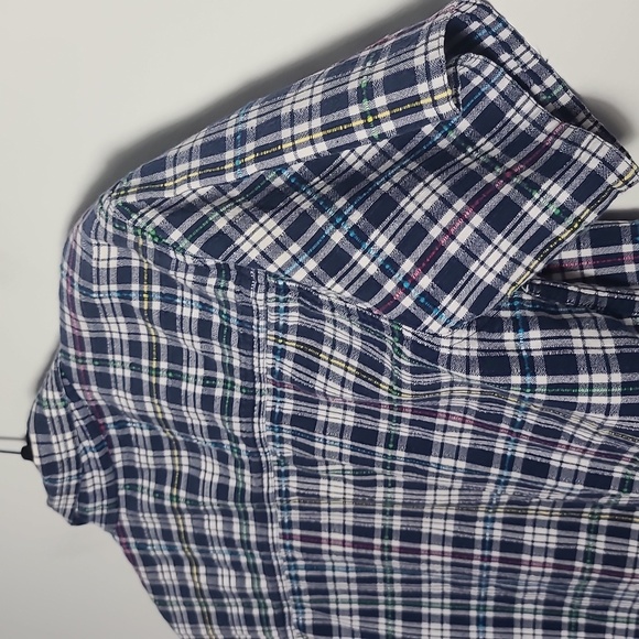 LEMON GRASS Short Sleeve Flannel Multi Color Casual Button Down Shirt Size Large - Picture 13 of 15